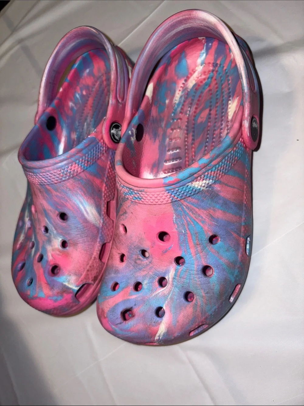 Kids Pink & Blue Tie-Dye Clog Shoes